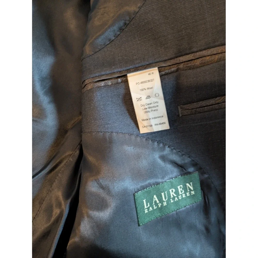 Lauren Ralph Lauren Blazer Men‎ Green Label Wool 40R Charcoal Gray Plaid